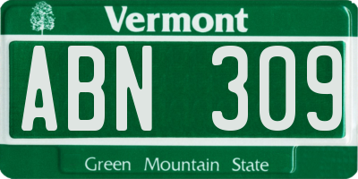 VT license plate ABN309