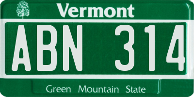 VT license plate ABN314