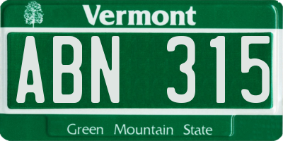 VT license plate ABN315