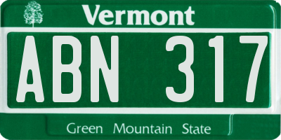 VT license plate ABN317