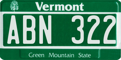 VT license plate ABN322