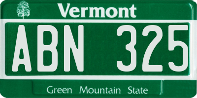 VT license plate ABN325