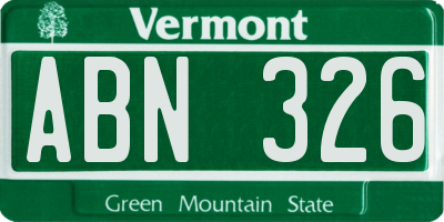 VT license plate ABN326