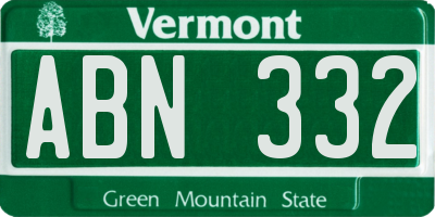 VT license plate ABN332