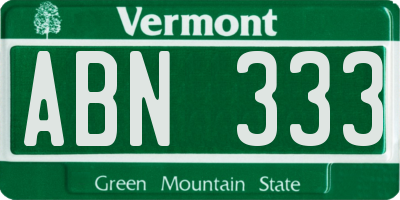 VT license plate ABN333
