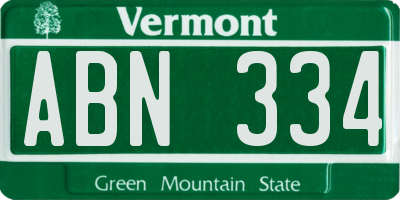 VT license plate ABN334