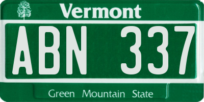 VT license plate ABN337