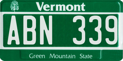 VT license plate ABN339