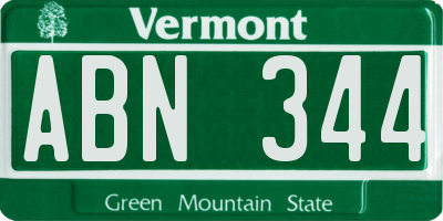 VT license plate ABN344