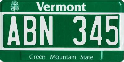 VT license plate ABN345