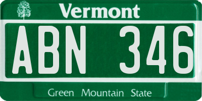 VT license plate ABN346