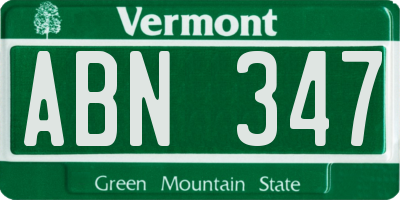 VT license plate ABN347