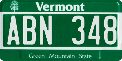 VT license plate ABN348