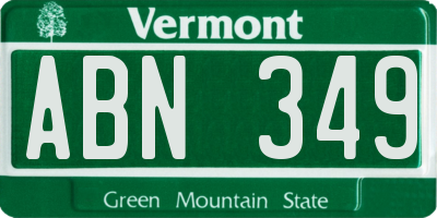 VT license plate ABN349