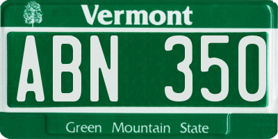 VT license plate ABN350