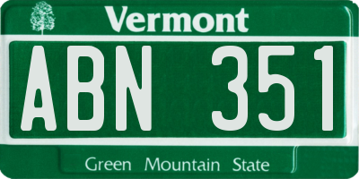 VT license plate ABN351