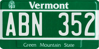 VT license plate ABN352