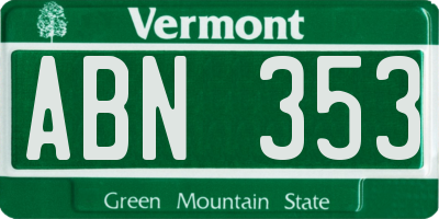 VT license plate ABN353