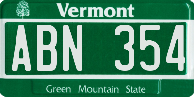 VT license plate ABN354