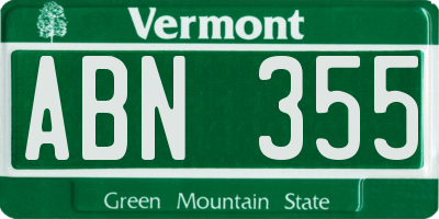 VT license plate ABN355