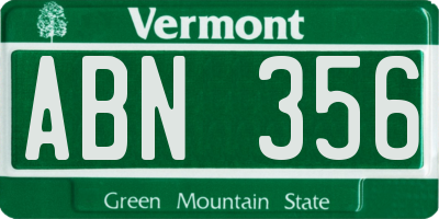 VT license plate ABN356