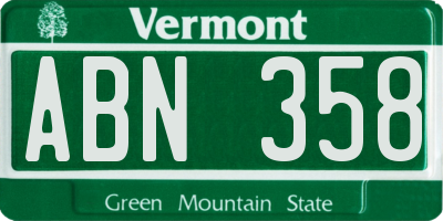 VT license plate ABN358