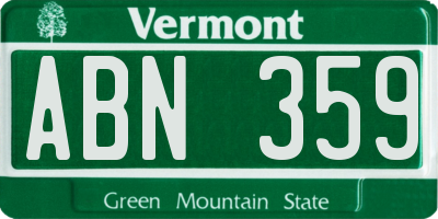 VT license plate ABN359