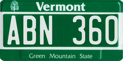 VT license plate ABN360