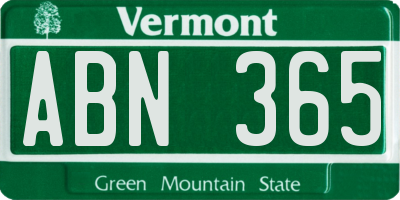 VT license plate ABN365