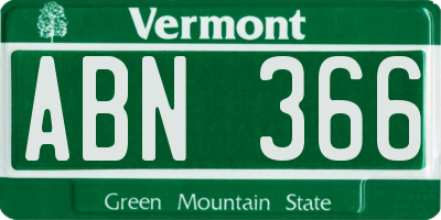 VT license plate ABN366