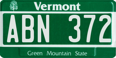 VT license plate ABN372