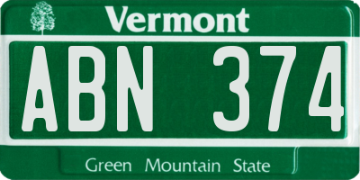 VT license plate ABN374