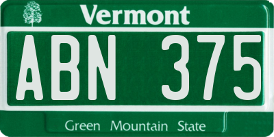 VT license plate ABN375