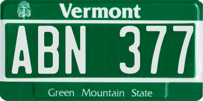 VT license plate ABN377