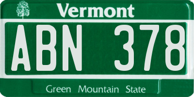 VT license plate ABN378