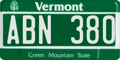 VT license plate ABN380