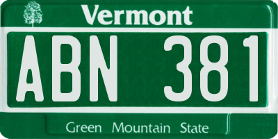 VT license plate ABN381