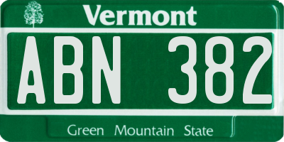 VT license plate ABN382