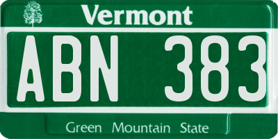 VT license plate ABN383