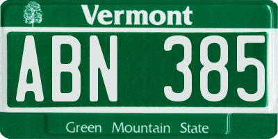 VT license plate ABN385