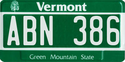 VT license plate ABN386