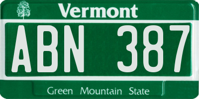 VT license plate ABN387