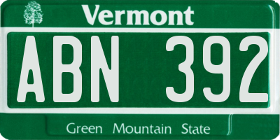 VT license plate ABN392