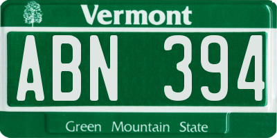 VT license plate ABN394