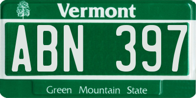 VT license plate ABN397