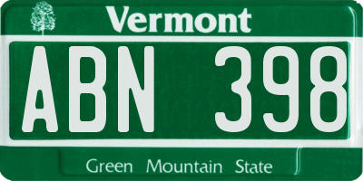 VT license plate ABN398