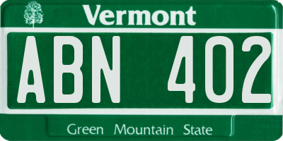 VT license plate ABN402