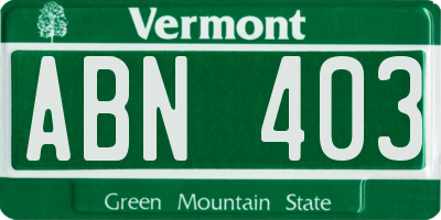 VT license plate ABN403