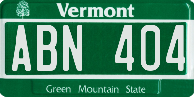 VT license plate ABN404