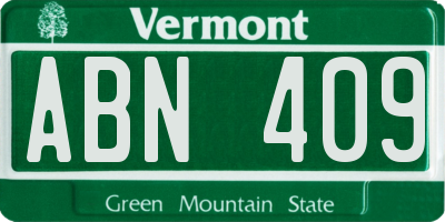 VT license plate ABN409